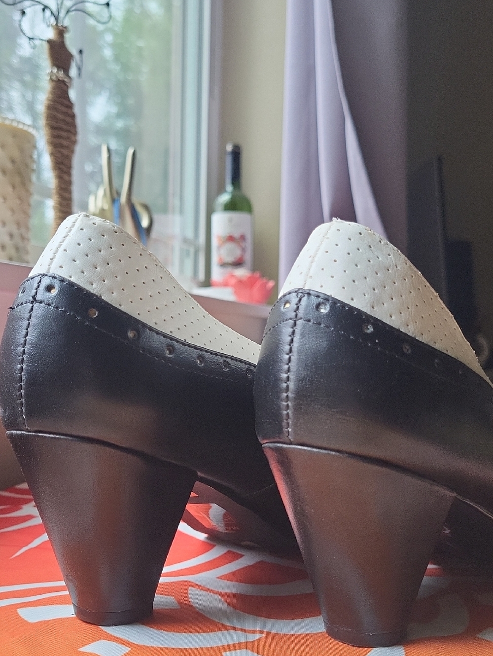 Marcy Wing Tip T Strap Mary Jane Heels - Picture 3 of 7